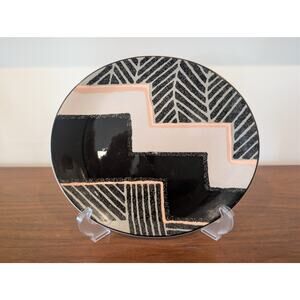 1990 Vintage Sango Larry Laslo “Dimension Black” Oval Bread Plate 8.25" x 7.25"